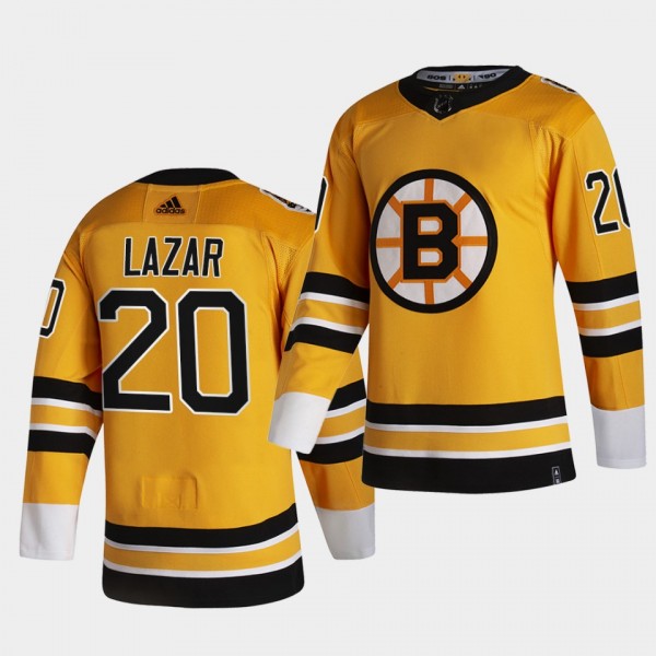 Boston Bruins 2021 Reverse Retro Curtis Lazar Gold Special Edition Jersey