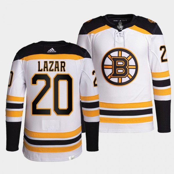 Curtis Lazar #20 Bruins Away White Jersey 2021-22 Pro Authentic