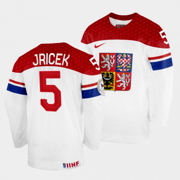 David Jricek 2022 IIHF World Championship Czech Republic Hockey #5 White Jersey Home