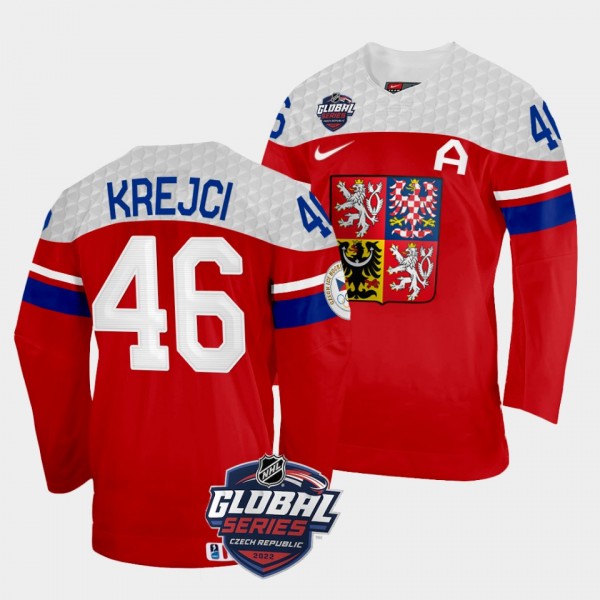 David Krejci 2022 NHL Global Series Czech Republic #46 Red Home Jersey Men