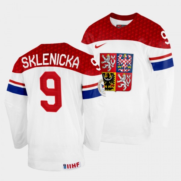 David Sklenicka 2022 IIHF World Championship Czech Republic Hockey #9 White Jersey Home