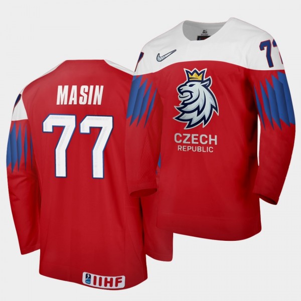 Czech Republic Team Dominik Masin 2021 IIHF World Championship #77 Away Red Jersey