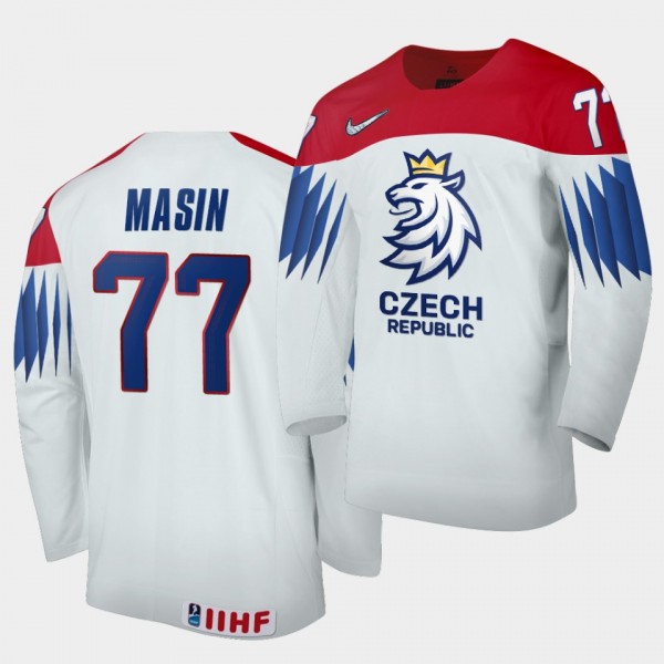 Czech Republic Team Dominik Masin 2021 IIHF World Championship #77 Home White Jersey