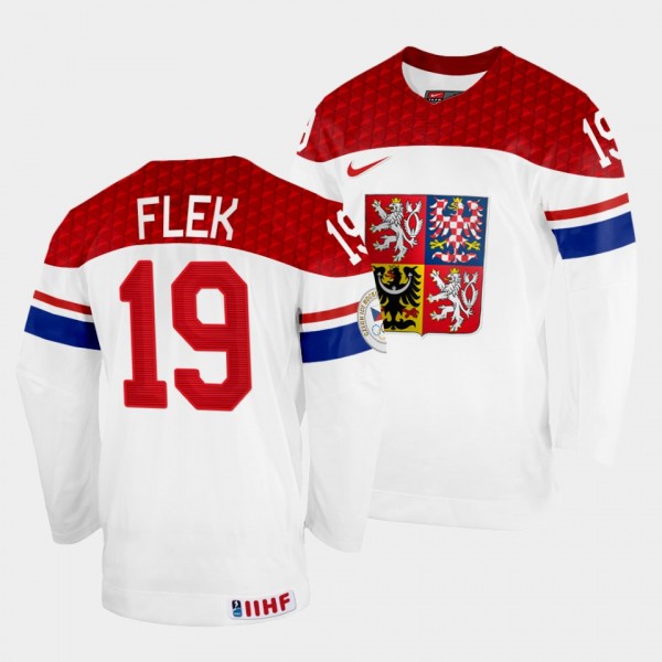 Jakub Flek 2022 IIHF World Championship Czech Republic Hockey #19 White Jersey Home