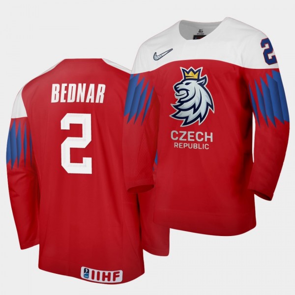 Jan Bednar Czech Republic 2021 IIHF World Junior Championship Jersey Away Red