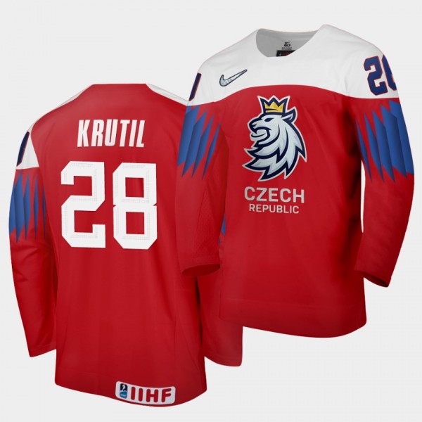 Michael Krutil Czech Republic 2021 IIHF World Junior Championship Jersey Away Red