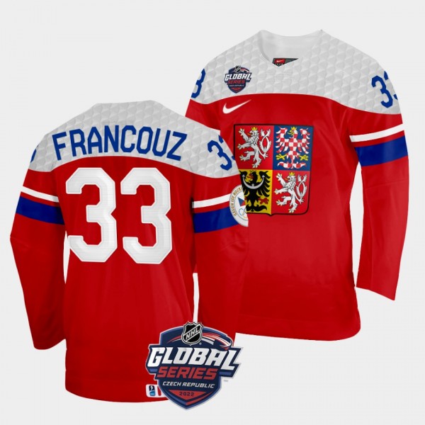 Pavel Francouz 2022 NHL Global Series Czech Republic #33 Red Home Jersey Men
