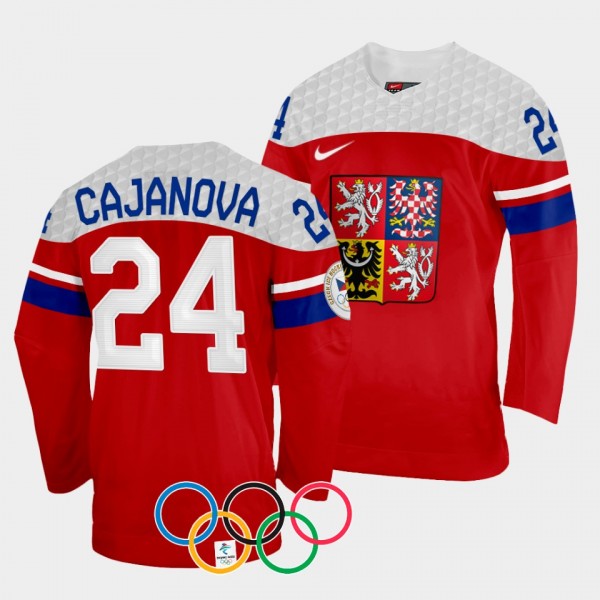 Czech Republic 2022 Winter Olympics Sara Cajanova #24 Red Jersey Away