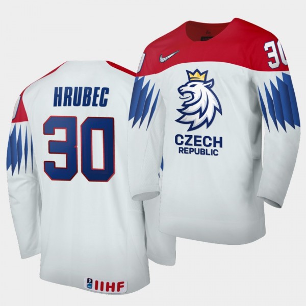 Czech Republic Team Simon Hrubec 2021 IIHF World Championship #30 Home White Jersey