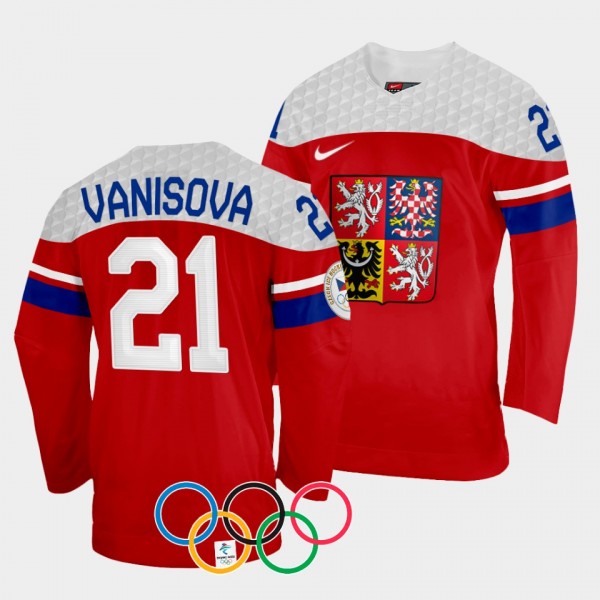 Czech Republic 2022 Winter Olympics Tereza Vanisova #21 Red Jersey Away