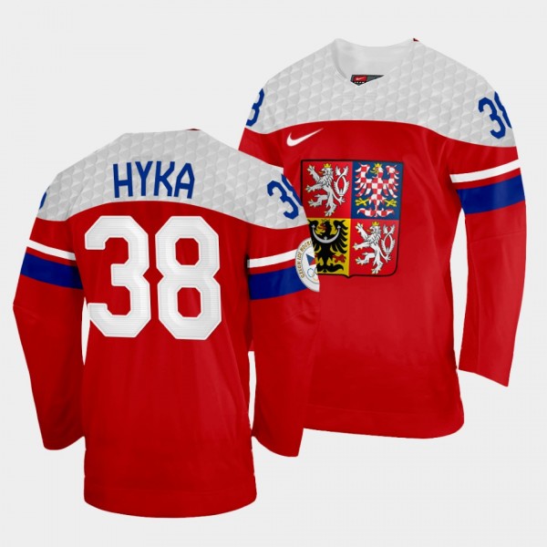 Tomas Hyka Czech Republic Hockey 2022 Beijing Olympics Away Jersey Red