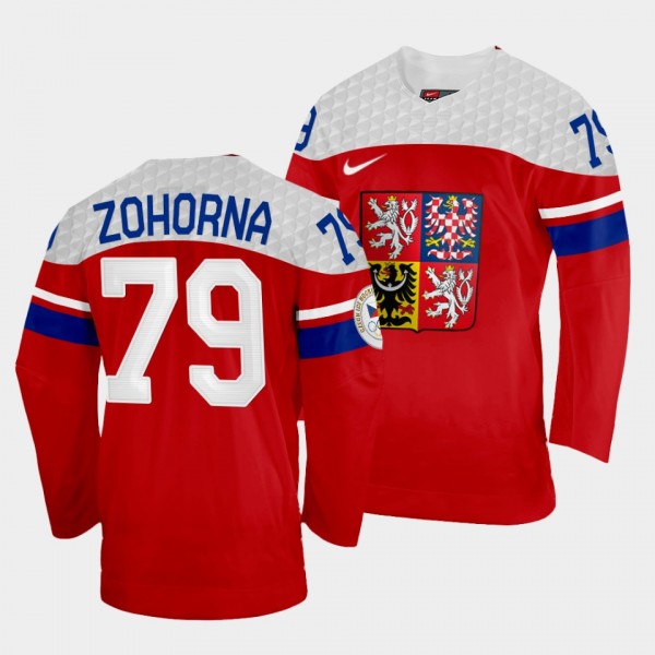 Tomas Zohorna Czech Republic Hockey 2022 Beijing Olympics Away Jersey Red