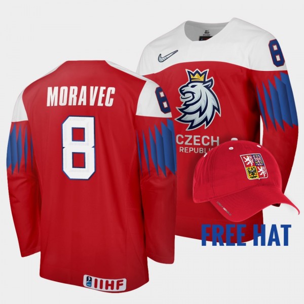 David Moravec Czechia Hockey 2022 IIHF World Junior Championship Free Hat Jersey Red