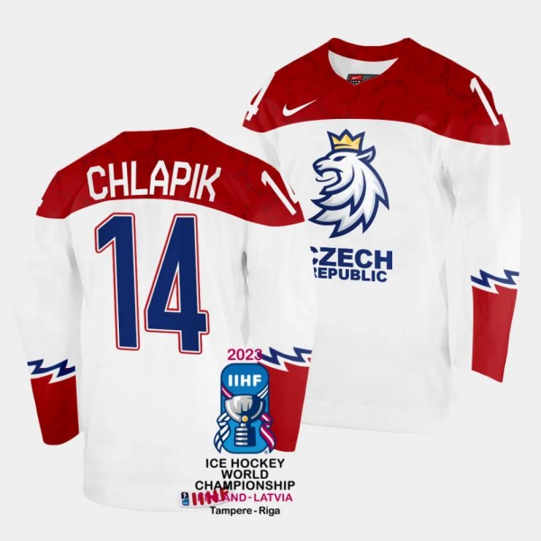 Czechia #14 Filip Chlapik 2023 IIHF World Championship Home Jersey White