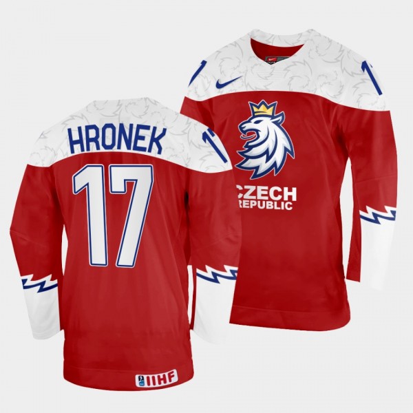 Filip Hronek 2022 IIHF World Championship Czechia #17 Red Away Jersey Men