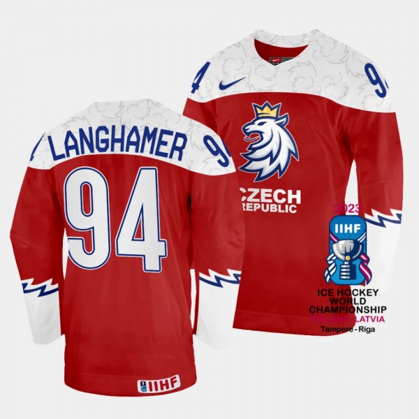 Marek Langhamer 2023 IIHF World Championship Czechia #94 Red Away Jersey Men