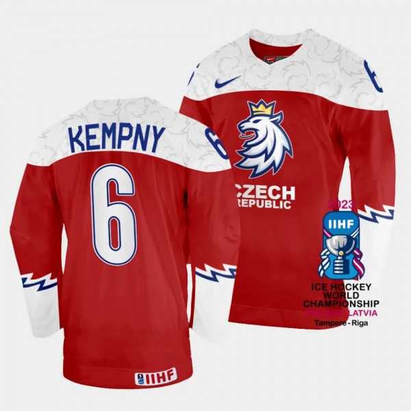 Michal Kempny 2023 IIHF World Championship Czechia #6 Red Away Jersey Men