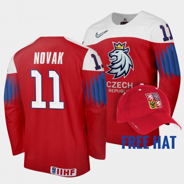 Pavel Novak Czechia Hockey 2022 IIHF World Junior Championship Free Hat Jersey Red