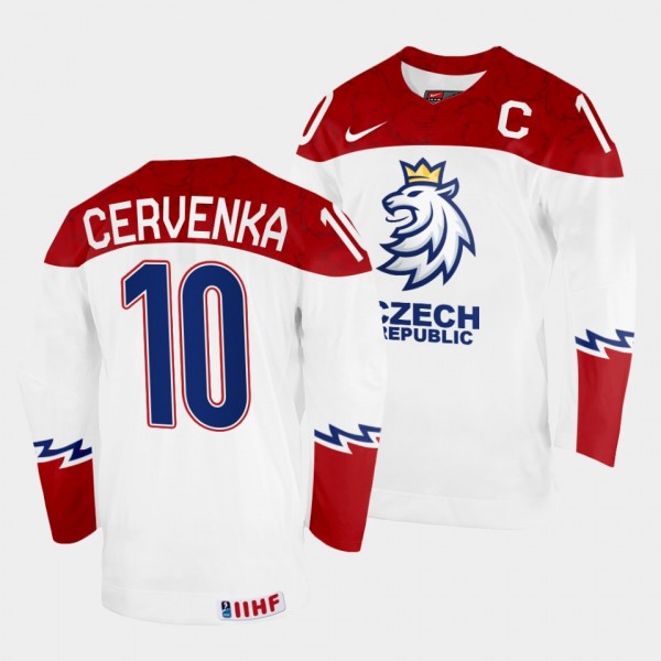 Czechia #10 Roman Cervenka 2022 IIHF World Championship Home Jersey White