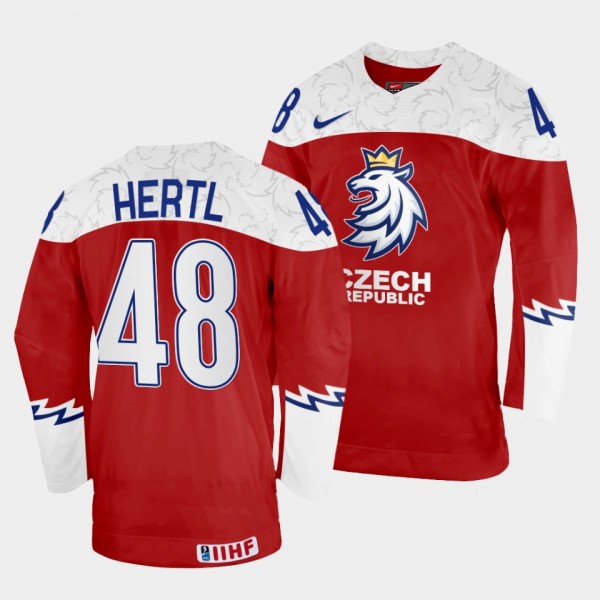Tomas Hertl 2022 IIHF World Championship Czechia #48 Red Away Jersey Men
