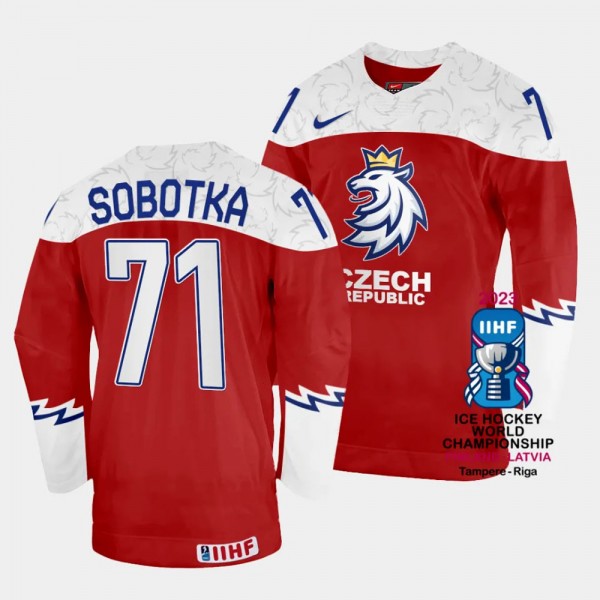 Vladimir Sobotka 2023 IIHF World Championship Czechia #71 Red Away Jersey Men