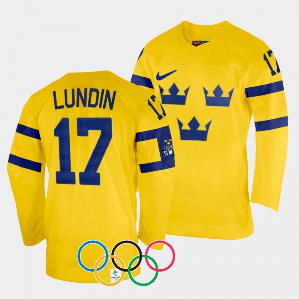 Sofie Lundin Sweden Women's Hockey 2022 Winter Olympics Home Jersey Yellow
