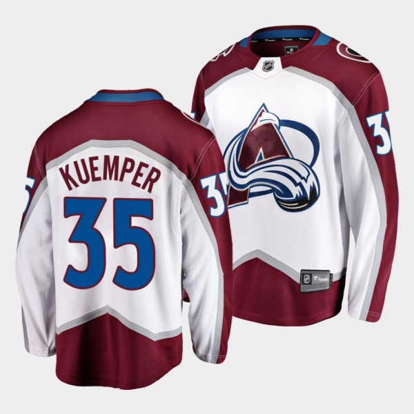 Darcy Kuemper Colorado Avalanche 2021-22 Road White Away Men Jersey