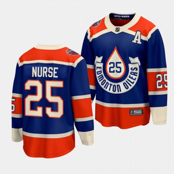 Darnell Nurse Edmonton Oilers 2023 NHL Heritage Classic Royal #25 Premier Jersey Men's