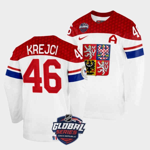Czech Republic 2022 NHL Global Series David Krejci #46 White Jersey Home