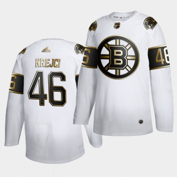 David Krejci #46 NHL Bruins Golden Edition White L...