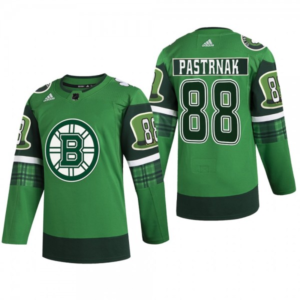 Boston Bruins David Pastrnak #88 St Patricks Day 2022 Green Jersey Warm-Up