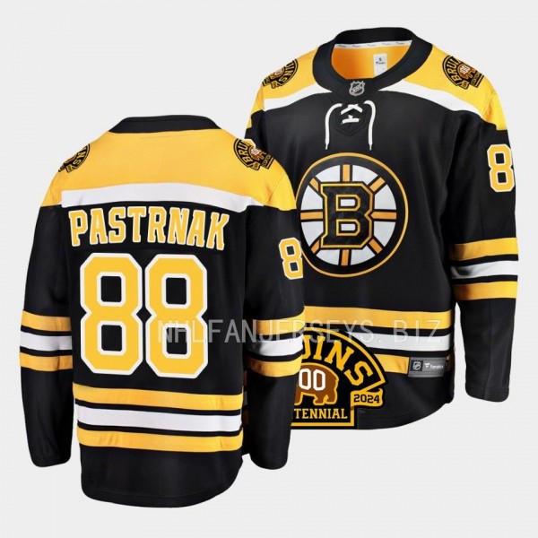 Boston Bruins David Pastrnak 100th Centennial 2023-24 Black Home Jersey Men's