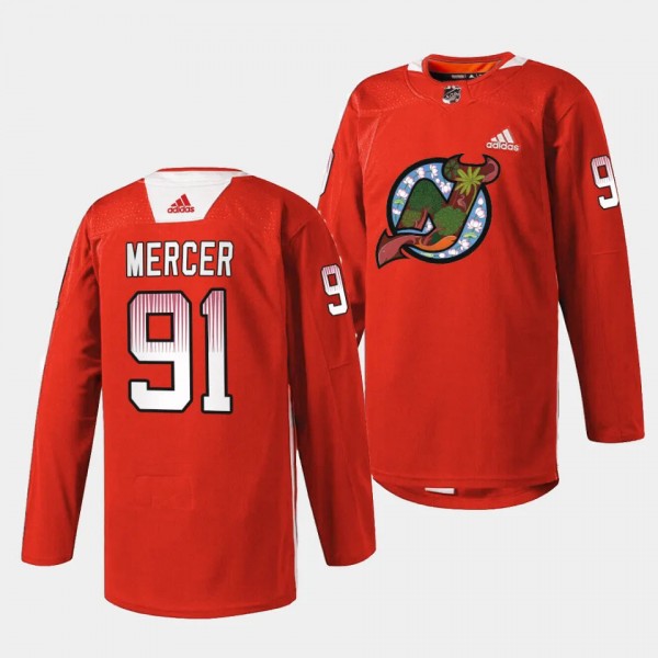 Asian and Pacific Islander Heritage Night Dawson Mercer New Jersey Devils Red #91 Jersey 2024