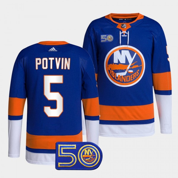 New York Islanders 50th Anniversary Denis Potvin #5 Royal Jersey Primegreen Home