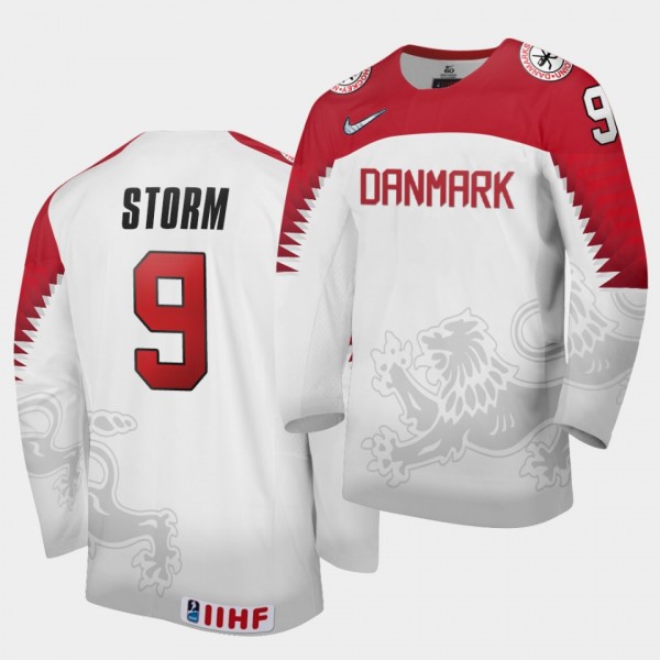 Frederik Storm Denmark Team 2021 IIHF World Championship Home White Jersey