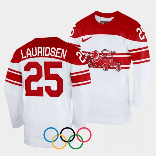 Oliver Lauridsen Denmark Hockey 2022 Winter Olympics Home Jersey White