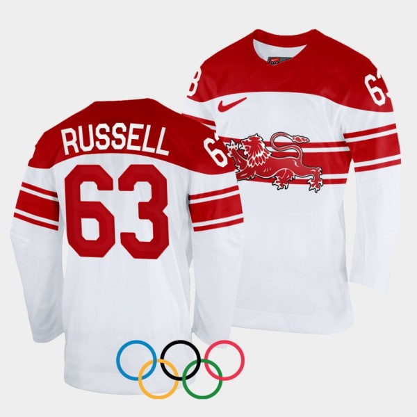 Patrick Russell Denmark Hockey 2022 Winter Olympics Home Jersey White