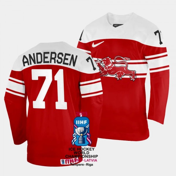 Denmark #71 Lucas Andersen 2023 IIHF World Champio...