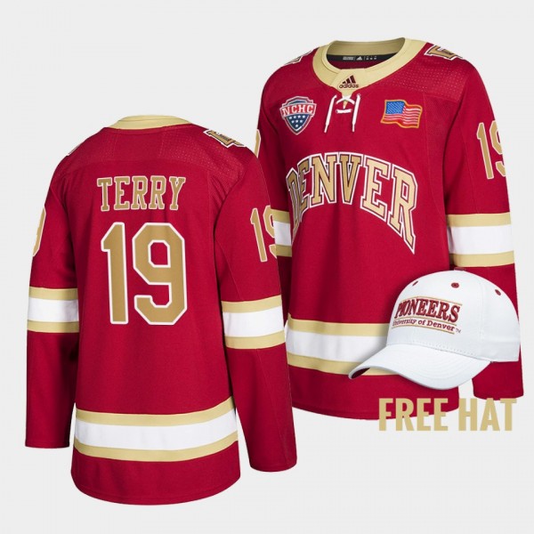 Denver Pioneers Troy Terry Crimson College Hockey ...