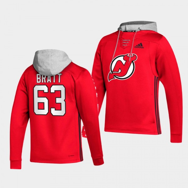 Jesper Bratt New Jersey Devils Skate Red Lace-up Hoodie