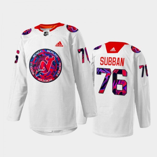P.K. Subban New Jersey Devils Gender Equality Night Jersey White #76 Warm-up