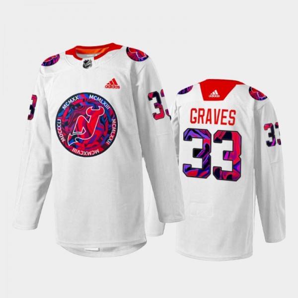 Ryan Graves New Jersey Devils Gender Equality Night Jersey White #33 Warm-up