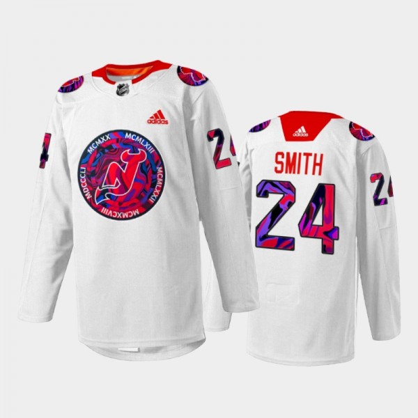 Ty Smith New Jersey Devils Gender Equality Night Jersey White #24 Warm-up