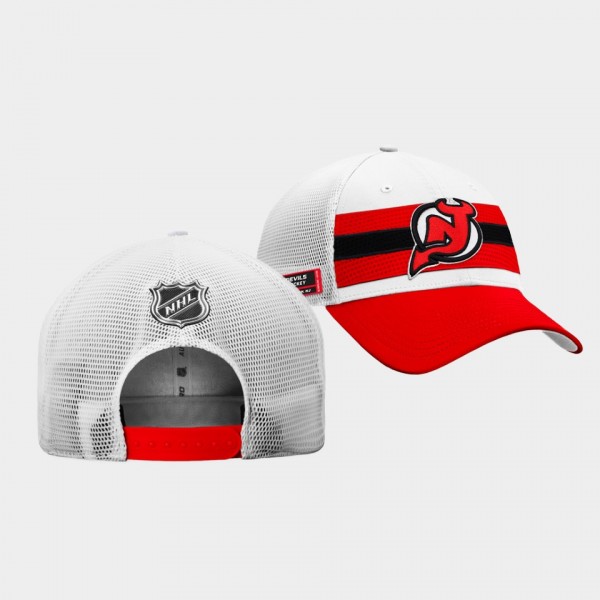 New Jersey Devils 2021 NHL Draft Authentic Pro Snapback On Stage Hat White
