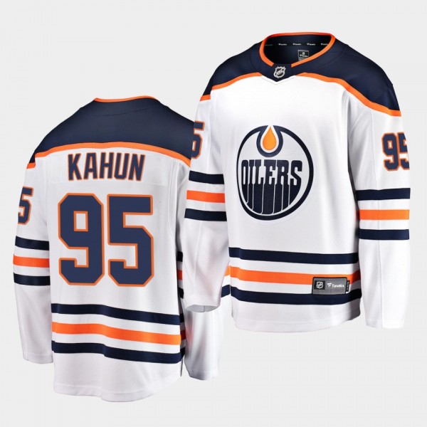 Dominik Kahun Edmonton Oilers 2020-21 Away Men Whi...