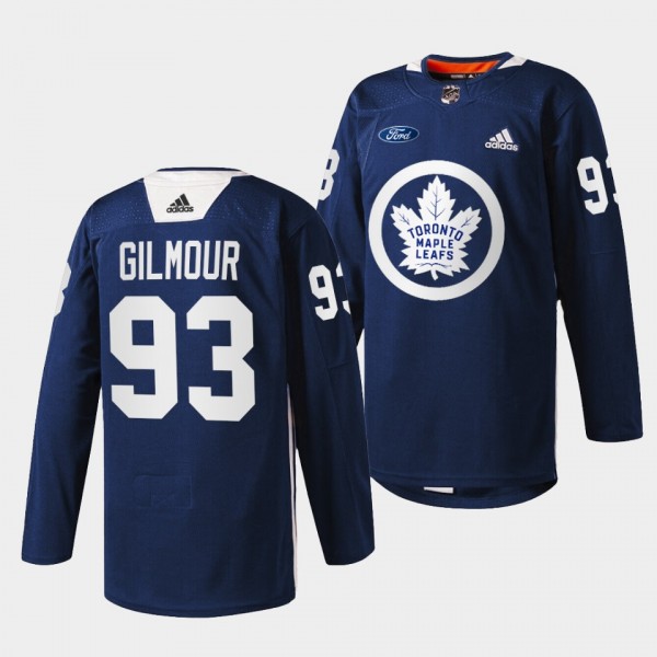 Toronto Maple Leafs Doug Gilmour Primary Logo #93 Navy Jersey Warm Up