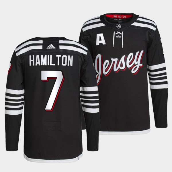 New Jersey Devils Dougie Hamilton Alternate #7 Bla...