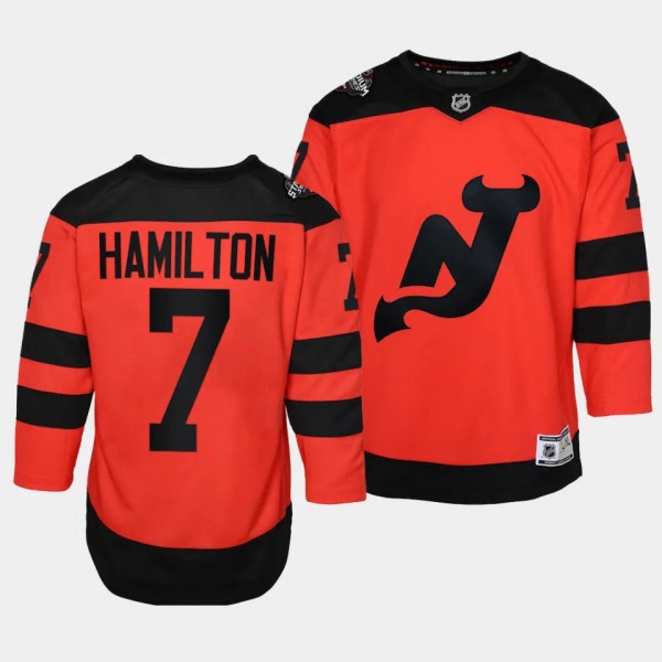 New Jersey Devils #7 Dougie Hamilton 2024 NHL Stadium Series Premier Player Red Youth Jersey