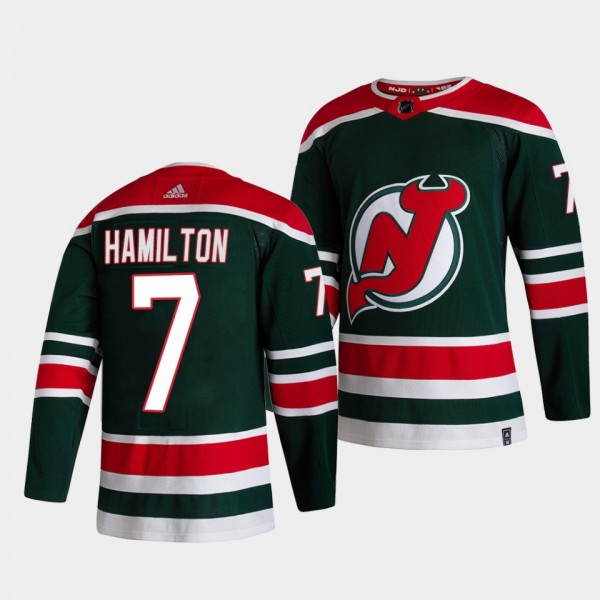 Dougie Hamilton #7 Devils 2021 Reverse Retro Special Edition Green Jersey