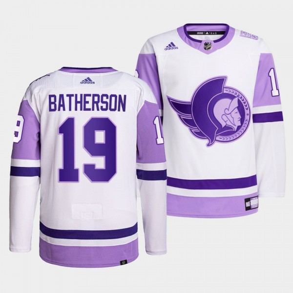 Ottawa Senators Drake Batherson 2021 HockeyFightsCancer Jersey #19 White Primegreen